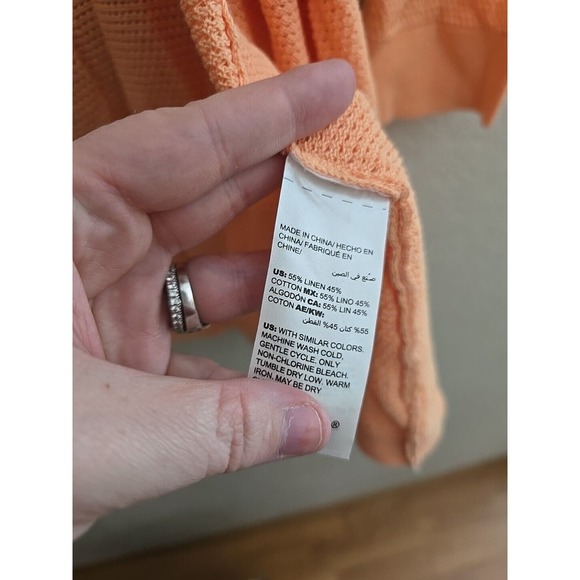 Chico's Orange Linen Blend Open Front Textured Knit Cardigan Sweater Woman 0 SM - Picture 5 of 5